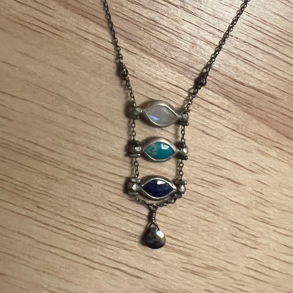CHAN LUU Moonstone, Lapis and Turquoise Necklace